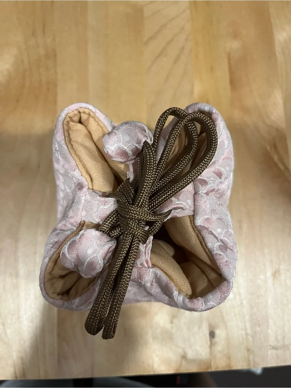 Pink Floral Drawstring Dumpling Cosmetic Pouch